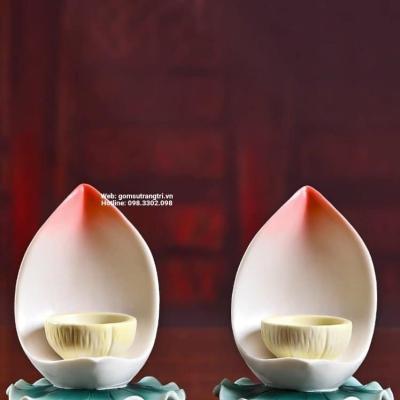 BỘ ĐỒ THỜ HOA SEN BẰNG SỨ CAO CẤP